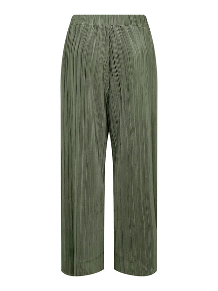 ONLY Wide Leg Plisse Trousers in Green