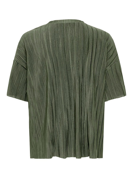 ONLY Short Sleeve Plisse Top in Green