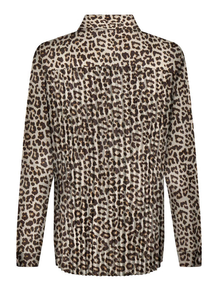 Only Leopard Print Plisse Shirt in Beige