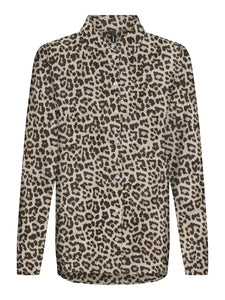 Only Leopard Print Plisse Shirt in Beige