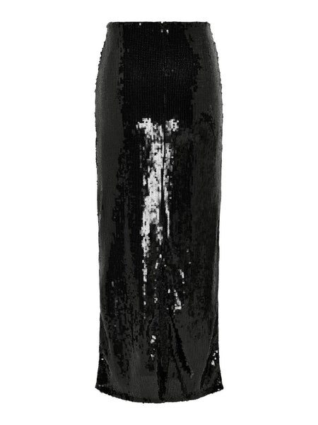 Only Long Sequin Skirt in Black