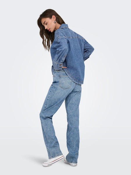 ONLY Loose Fit Denim Shirt in Medium Blue