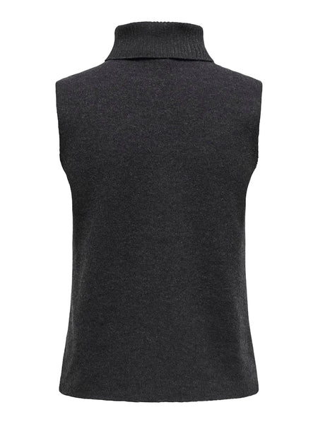 Only Sleeveless Roll Neck Knit Top in Dark Grey