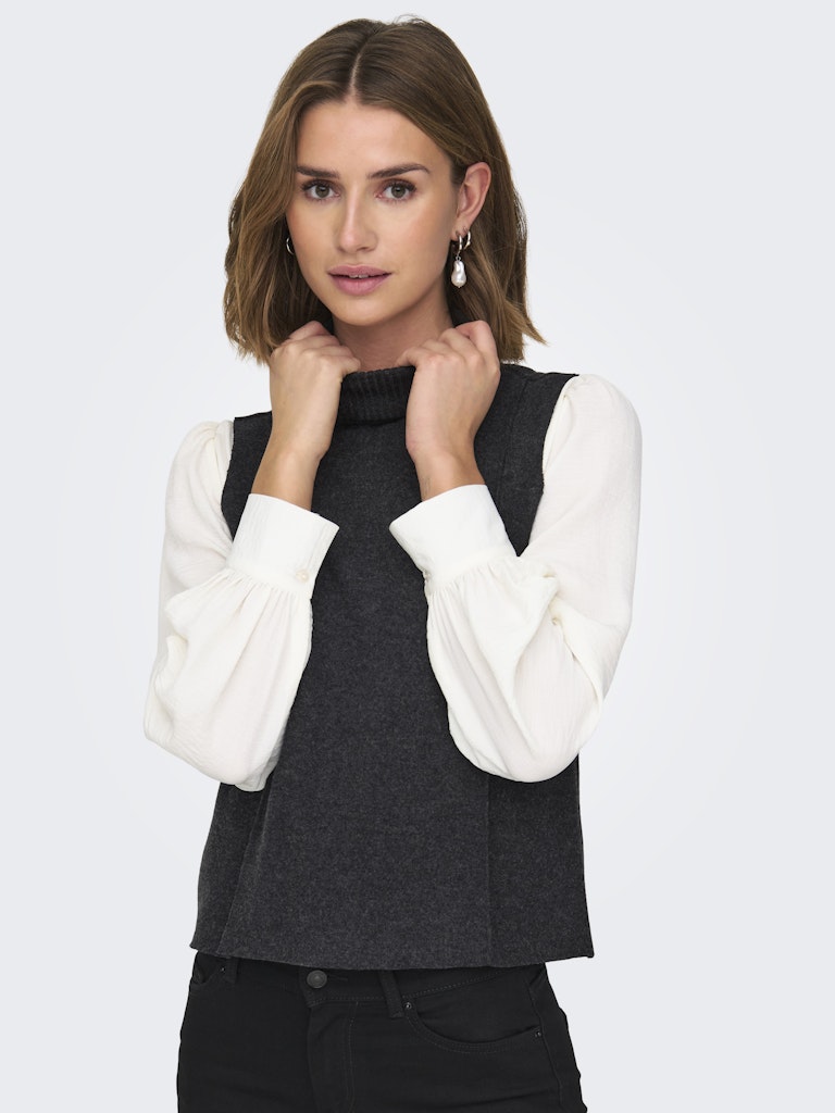 Only Sleeveless Roll Neck Knit Top in Dark Grey