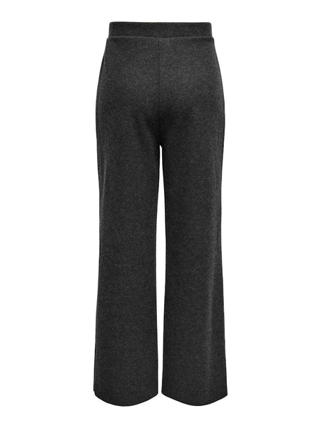 Only Knitted Wide Leg Trousers in Dark Grey