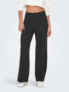 Only Knitted Wide Leg Trousers in Dark Grey