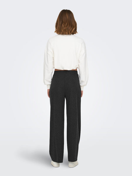 Only Knitted Wide Leg Trousers in Dark Grey