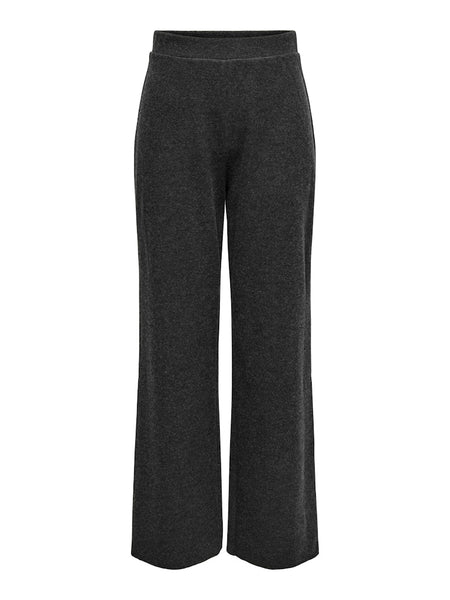 Only Knitted Wide Leg Trousers in Dark Grey