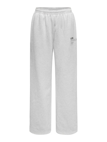 Only "Los Angeles" Printed Wide Leg Joggers in Light Grey