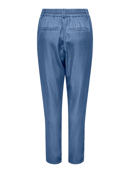 ONLY Straight Leg Denim Look Trousers in Medium Blue