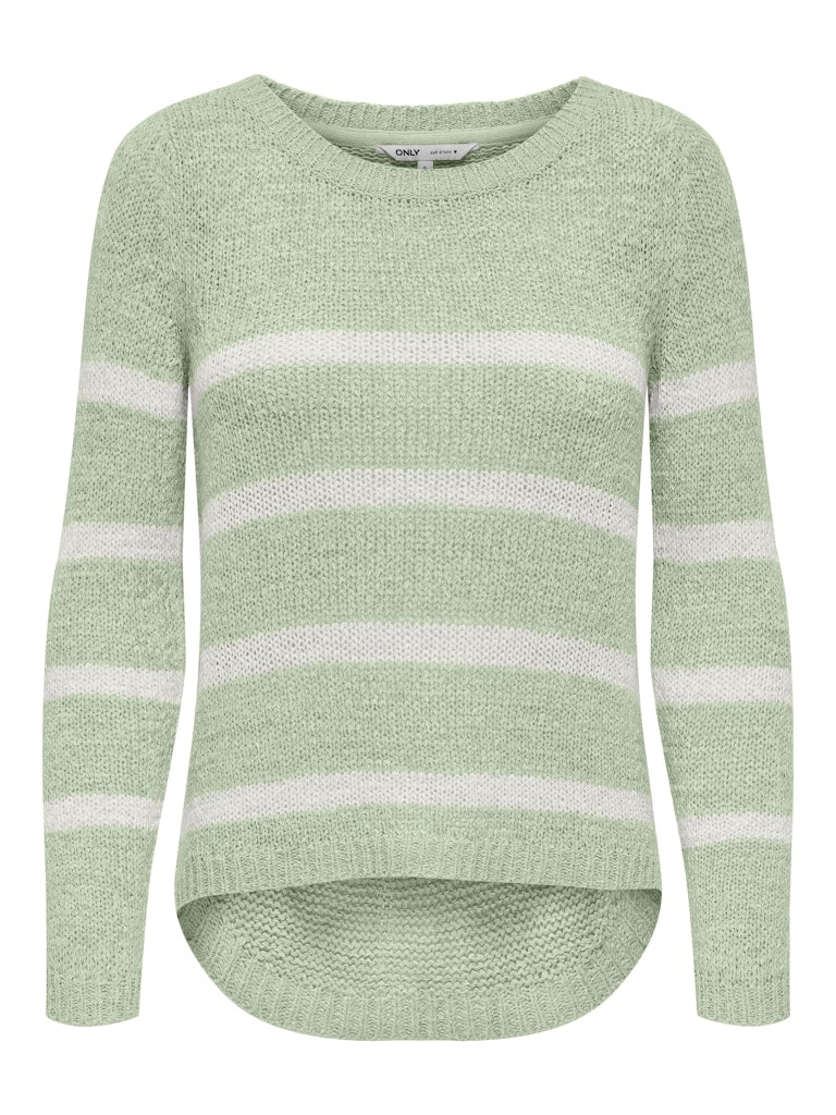 Only Striped Long Sleeve Knitted Top in Green