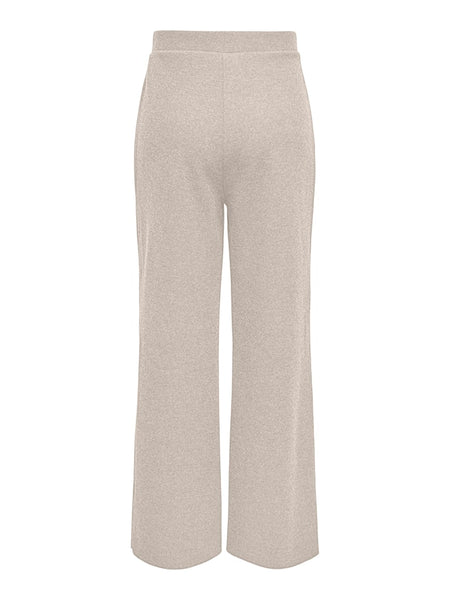 Only Knitted Wide Leg Trousers in Beige