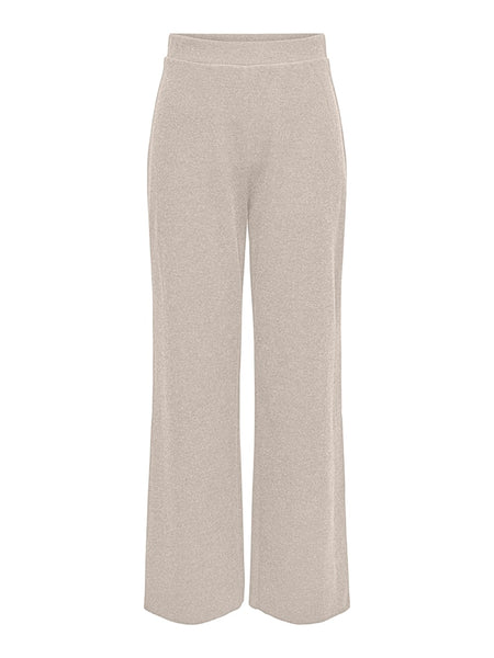 Only Knitted Wide Leg Trousers in Beige