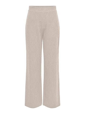 Only Knitted Wide Leg Trousers in Beige