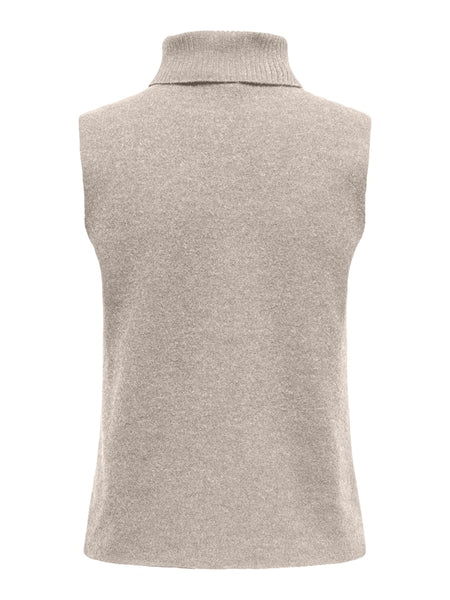 Only Sleeveless Roll Neck Knit Top in Beige