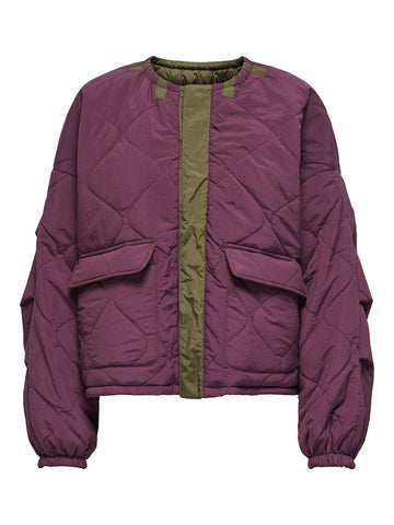 ONLY Reversible Quilted Jacket in Burgundy
