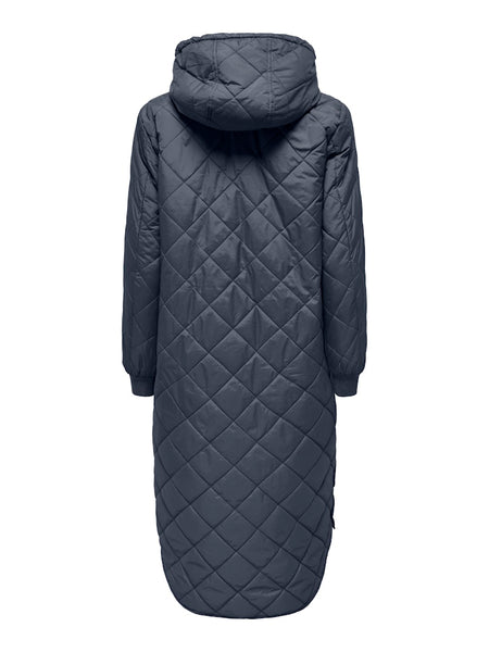 ONLY Long Quilted Coat in Navy