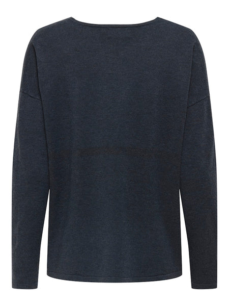 ONLY Oversized V-Neck Knit Top in Blue