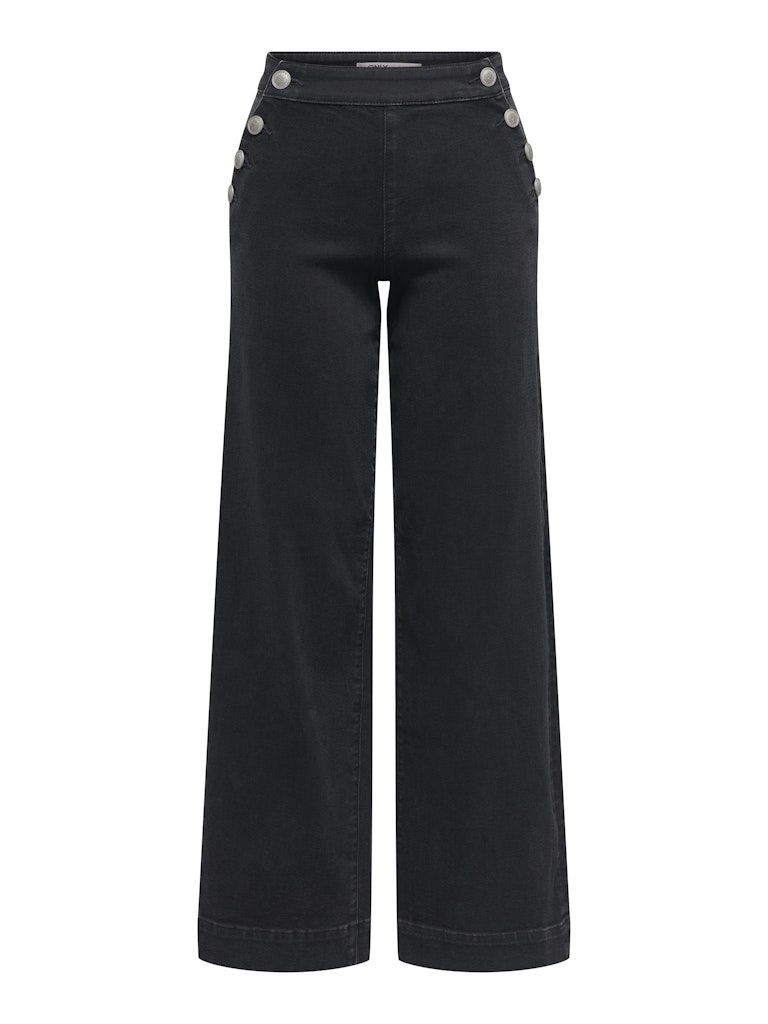 ONLY Wide Leg Button Detail Jeans in Black