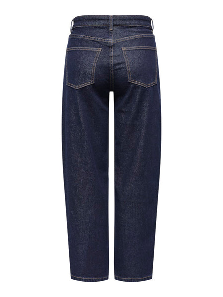ONLY Cropped Mom Jeans in Dark Blue