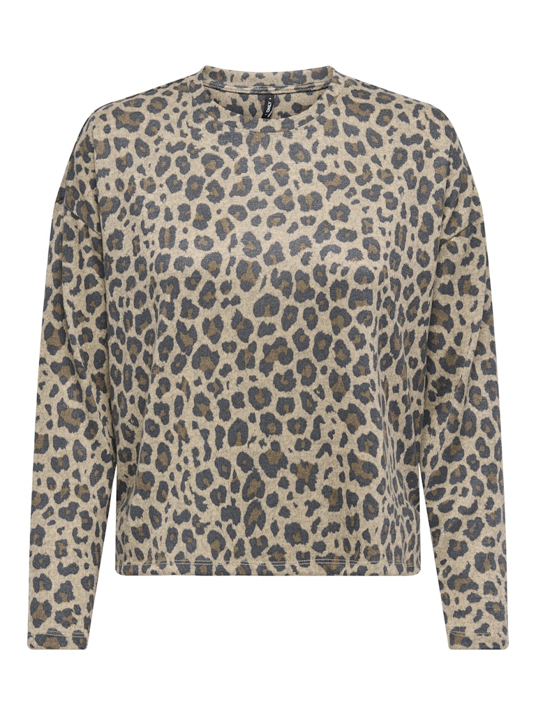 ONLY Long Sleeve Leopard Print Top in Sand