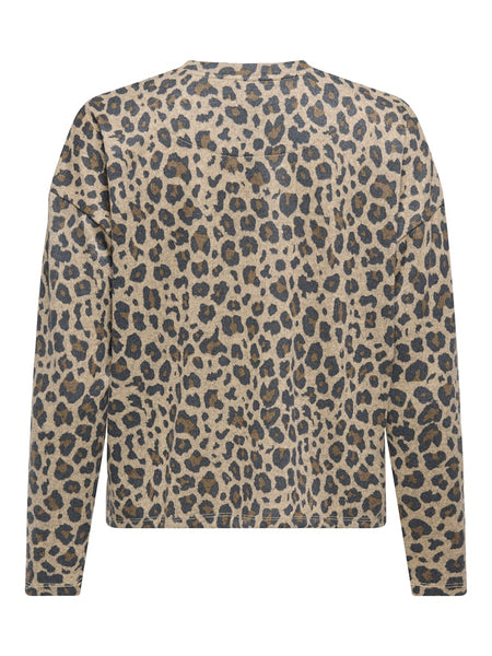 ONLY Long Sleeve Leopard Print Top in Sand