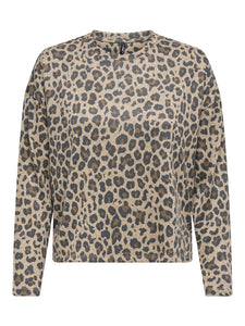 ONLY Long Sleeve Leopard Print Top in Sand