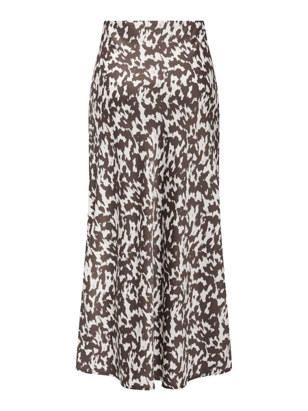 ONLY Patterned Satin Look Ankle Skirt in Brown