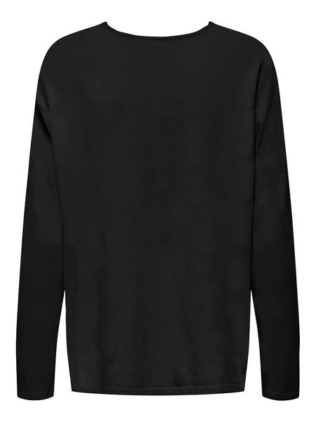 ONLY Oversized V-Neck Knit Top in Black