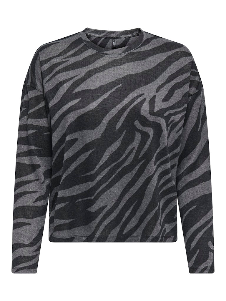 ONLY Long Sleeve Zebra Print Top in Grey