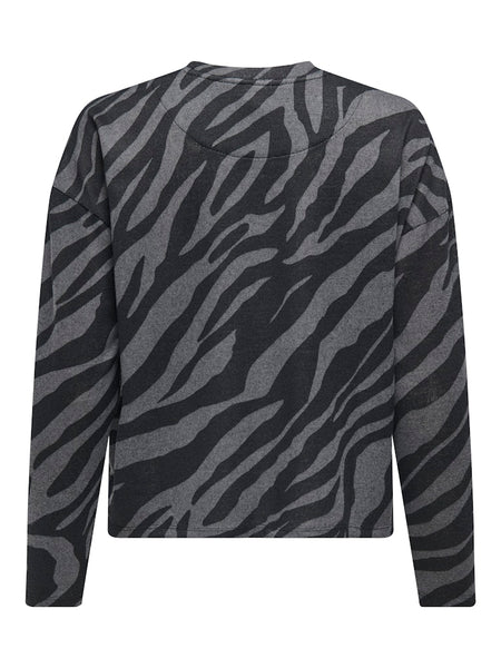 ONLY Long Sleeve Zebra Print Top in Grey