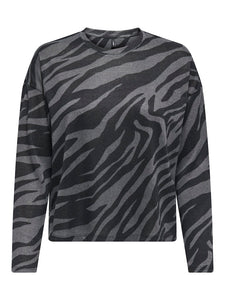 ONLY Long Sleeve Zebra Print Top in Grey