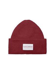 ONLY Knitted "Happiness" Beanie in Maroon