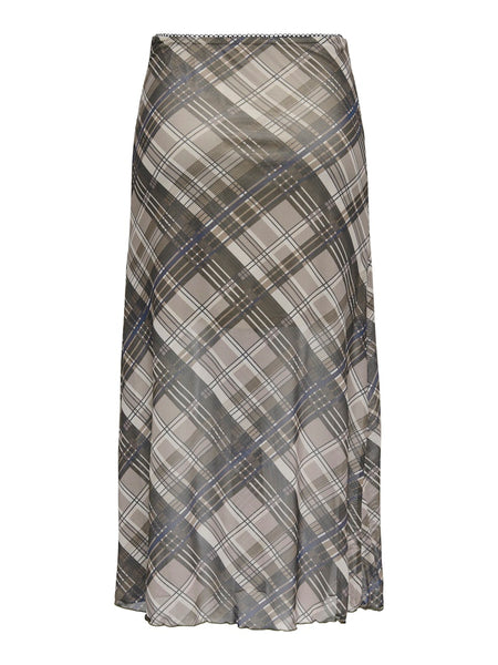 ONLY Checked Mesh Skirt in Brown