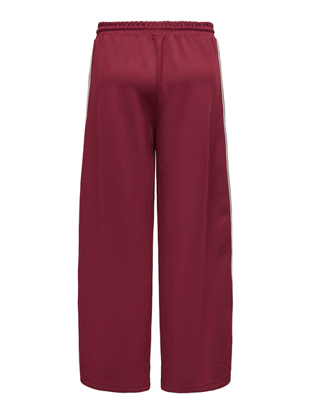 ONLY Side Stripe Wide Leg Joggers in Maroon