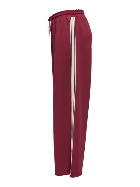 ONLY Side Stripe Wide Leg Joggers in Maroon