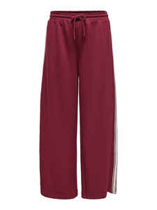 ONLY Side Stripe Wide Leg Joggers in Maroon