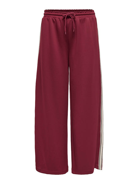 ONLY Side Stripe Wide Leg Joggers in Maroon
