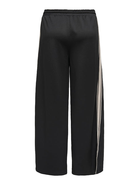 ONLY Side Stripe Wide Leg Joggers in Black