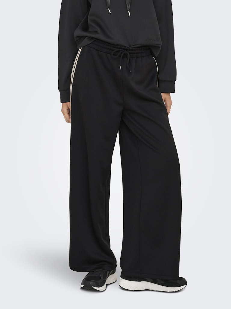 ONLY Side Stripe Wide Leg Joggers in Black
