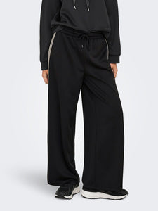 ONLY Side Stripe Wide Leg Joggers in Black
