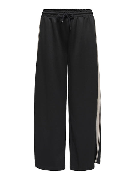ONLY Side Stripe Wide Leg Joggers in Black