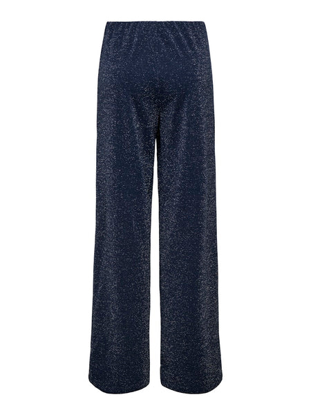 ONLY Wide Leg Glitter Trousers in Navy