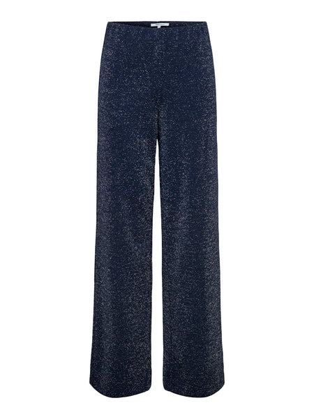ONLY Wide Leg Glitter Trousers in Navy