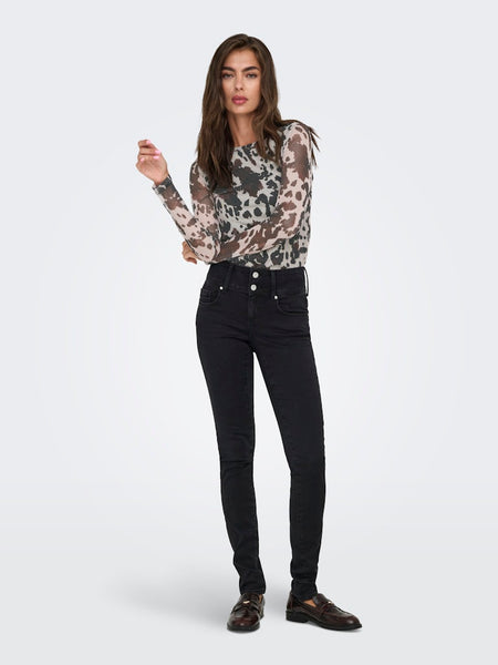 ONLY Cow Print Mesh Top Brown