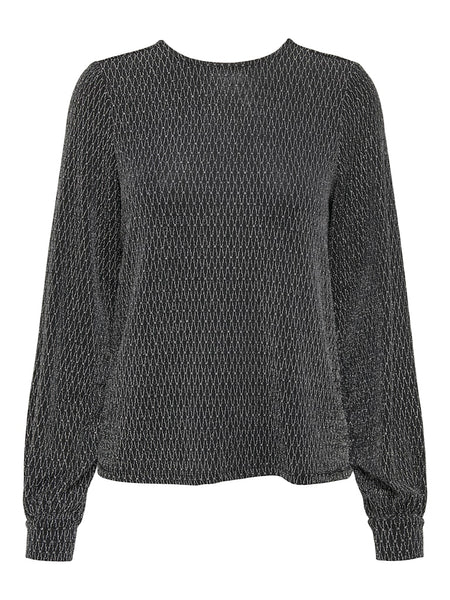 ONLY Harlequin Pattern Glitter Bow Back Top in Silver