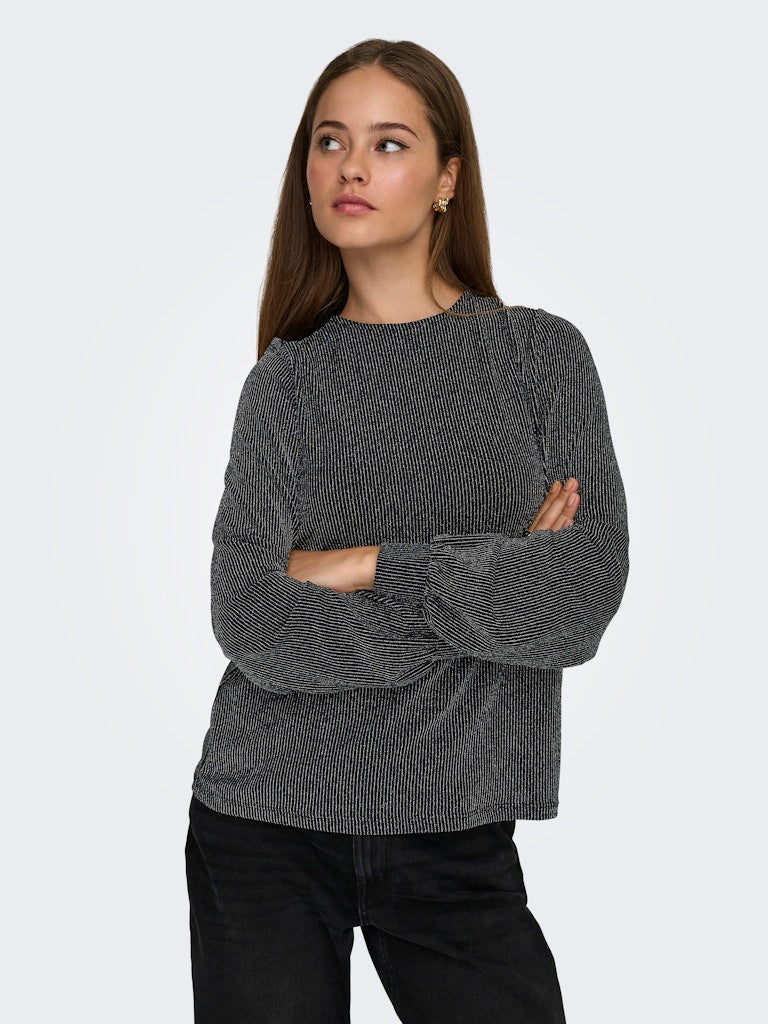 ONLY Striped Glitter Bow Back Top in Silver