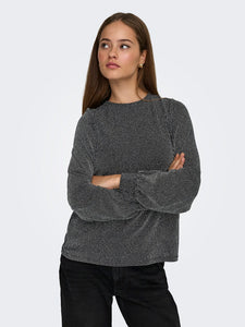 ONLY Striped Glitter Bow Back Top in Silver
