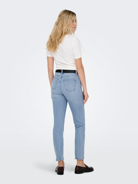 ONLY High Waist Straight Leg Jeans in Light Blue