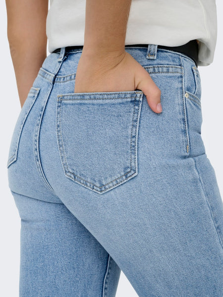 ONLY High Waist Straight Leg Jeans in Light Blue